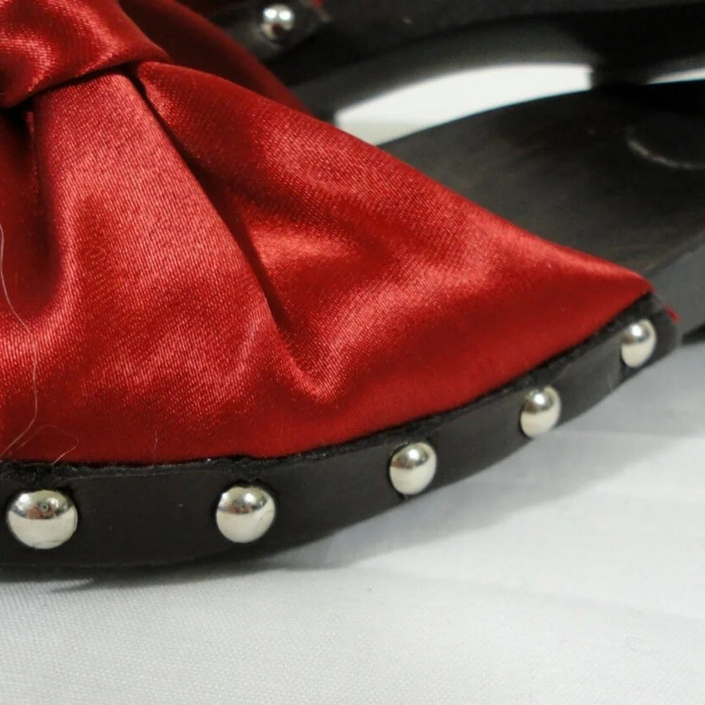 Red Studded Flat Slide Clog Sandals 8M
